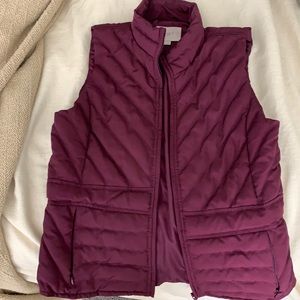 LOFT | XS | Maroon | Tailored, Zipper Vest with Pockets